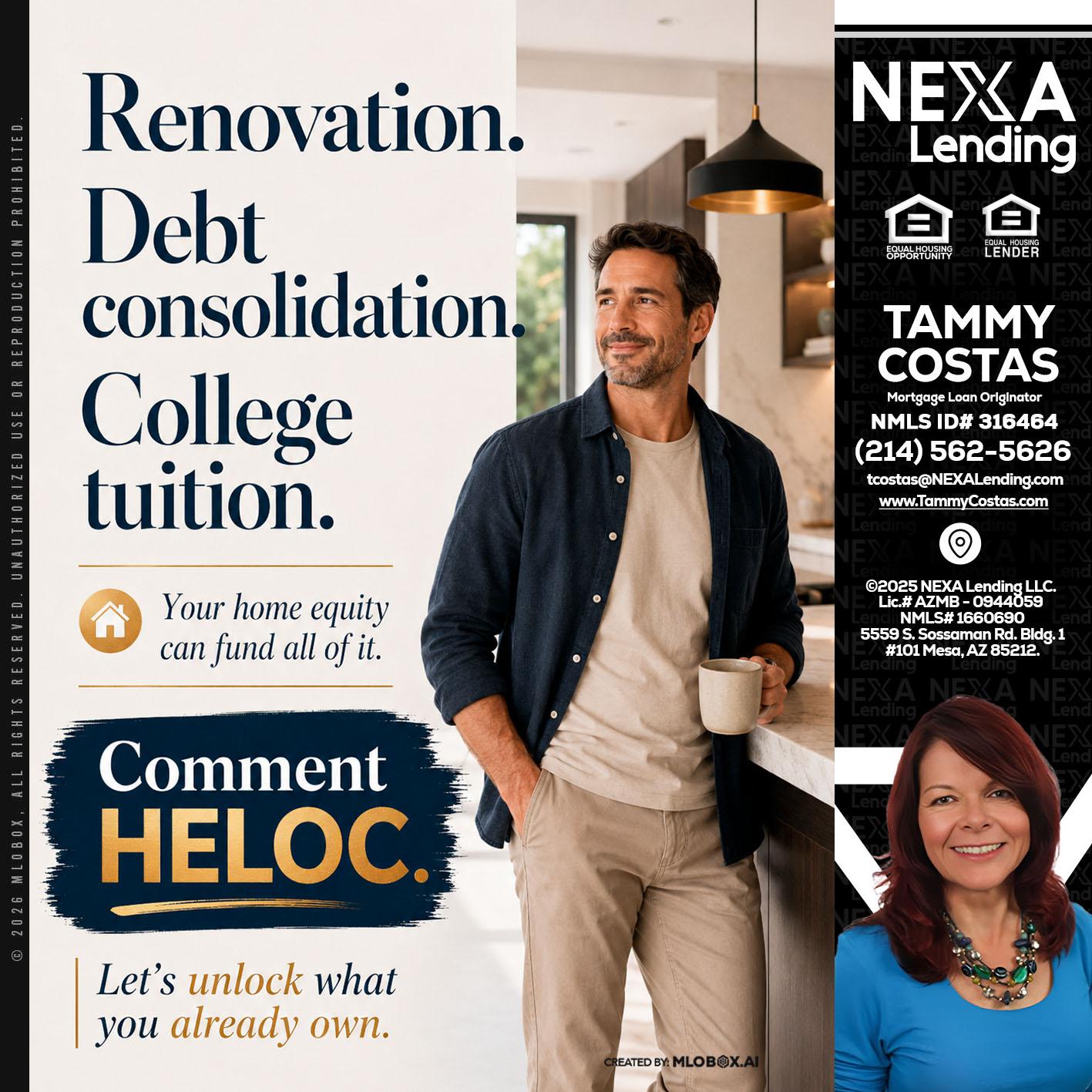 RENOVATION DEBT - Tammy Costas -Mortgage Loan Originator