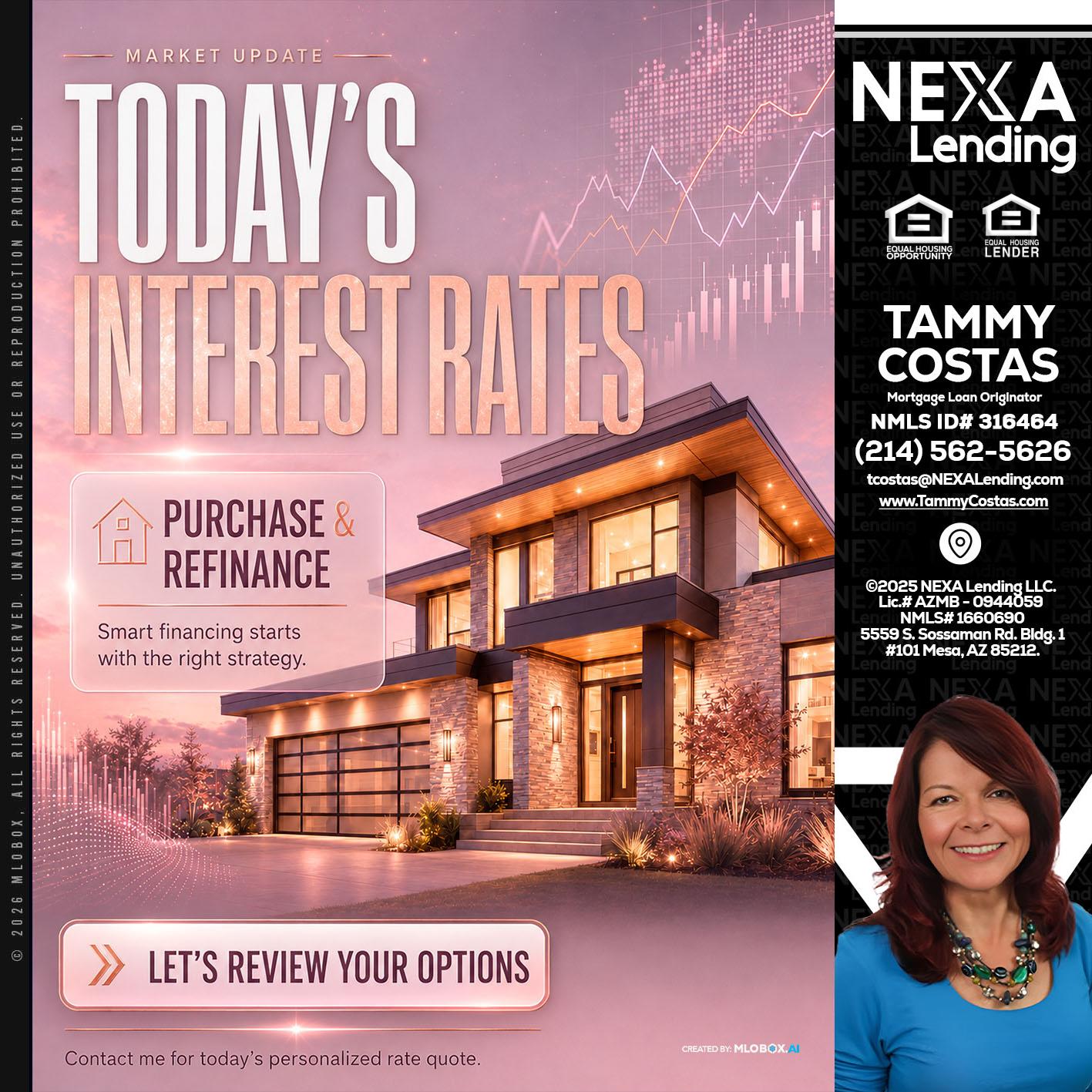 todays interest rates - Tammy Costas -Mortgage Loan Originator